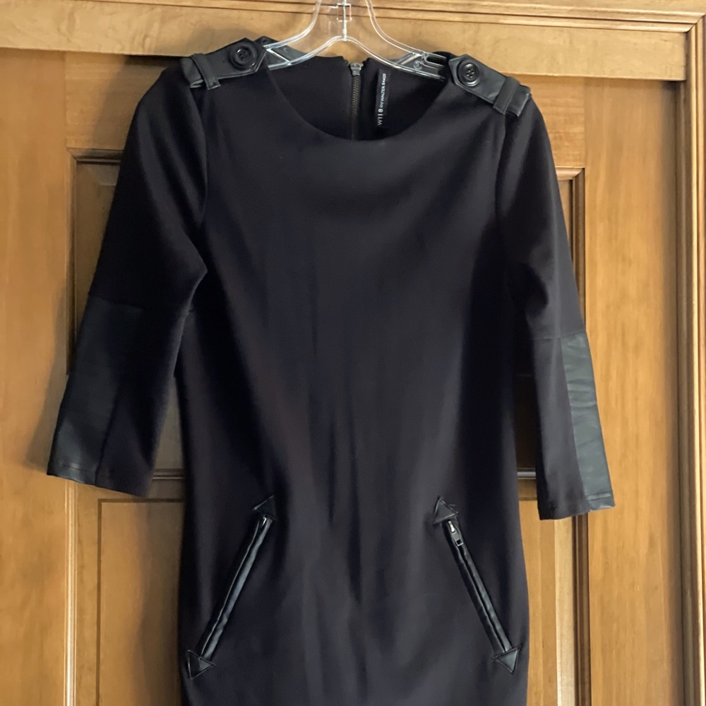 W118 by Walter Baker size Small black with faux leather trim dress